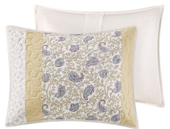 Olliix by Madison Park Dawn 6 Piece Yellow Full/Queen Cotton Percale Reversible Coverlet Set-2