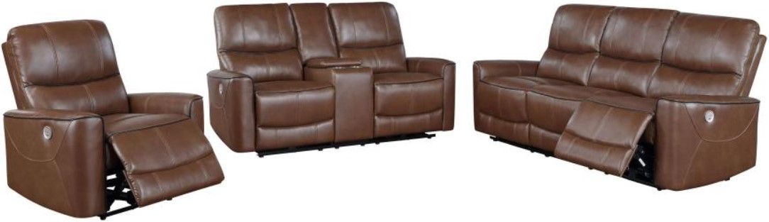 Coaster® Greenfield 3-Piece Saddle Brown Power Reclining Seating Set ...