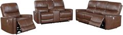Coaster® Greenfield 3-Piece Saddle Brown Power Reclining Living Room Seating Set