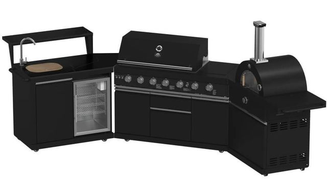FORNO® Alta Qualita 4 Burner 145" Black Outdoor Kitchen Kit-2