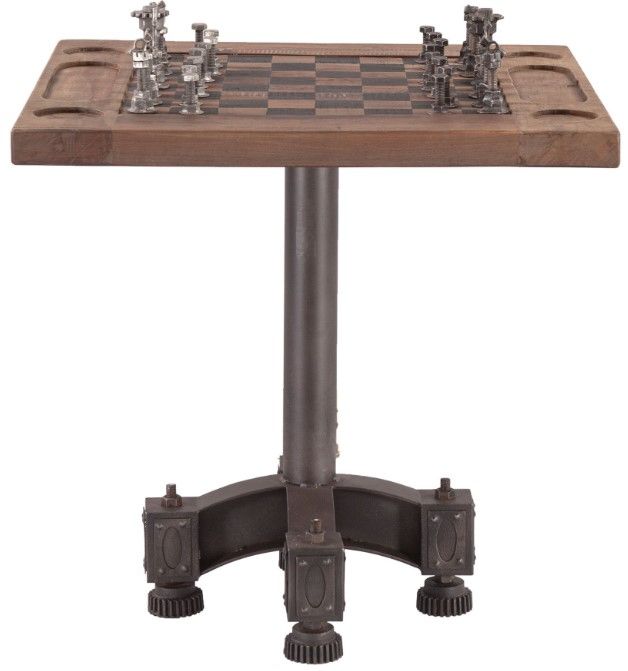 Home Trends & Design Eiffel Natural Patina Chess Bistro Table-0