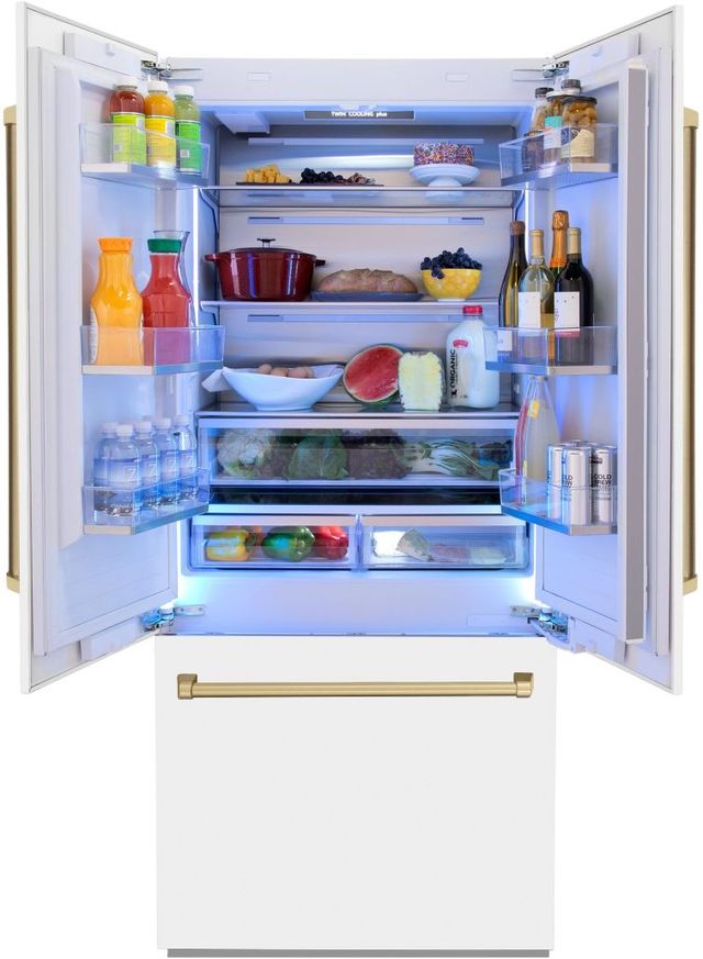 ZLINE Autograph Edition 36" 19.6 Cu. Ft. White Matte Built-In French Door Refrigerator -3