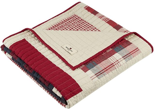 Olliix by Woolrich Red Huntington Oversized Cotton Quilted Throw-1