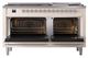 Ilve® Nostalgie II Noblesse 60'' Antique White Pro Style Dual Fuel Range with Chrome Trim-2