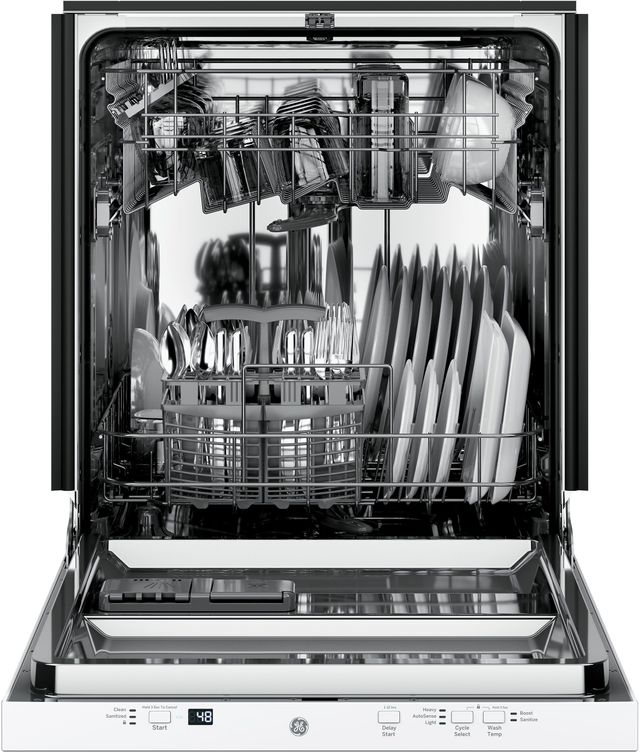 GE® 24" White on White Built-In Dishwasher-3