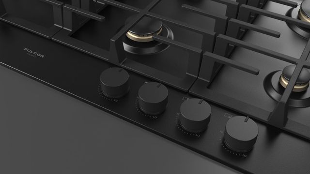 Fulgor Milano Matteo 400 Series 36" Matte Black Porcelain Gas Cooktop with Matte Brass Burners-2