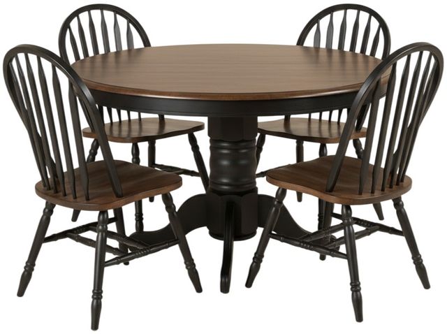 Liberty Furniture Carolina Crossing 5-Piece Antique Honey/Black Pedestal Dining Set-0