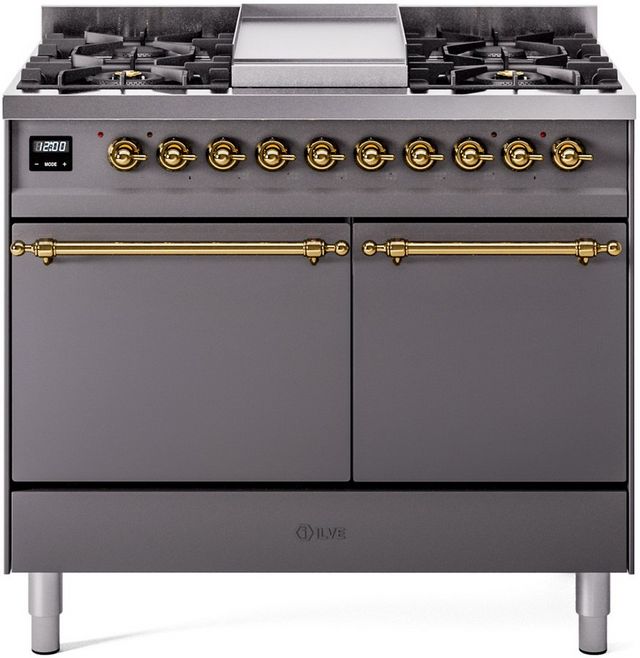 Ilve® Nostalgie II Series 40" Graphite Matte Pro Style Dual Fuel Range