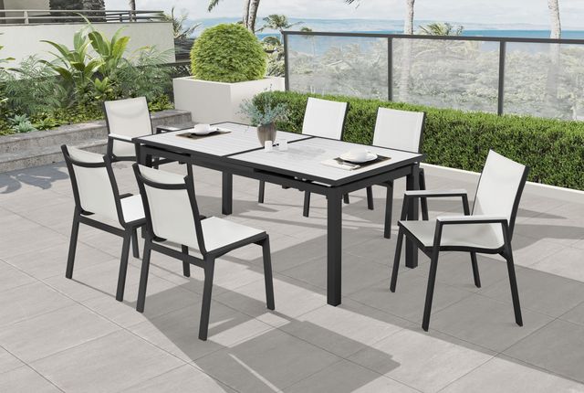 Meridian Furniture Nizuc 2-Piece White Outdoor Patio Mesh Dining Arm Chairs-4