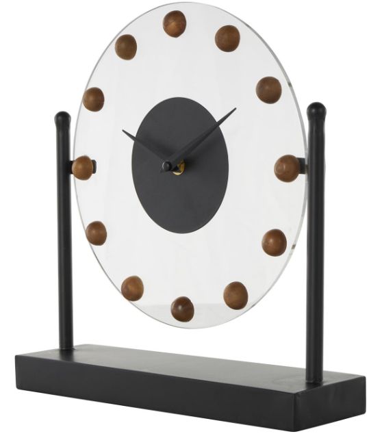 Deco Marche Black Acrylic Face Clock with Wood Ball Accents-1