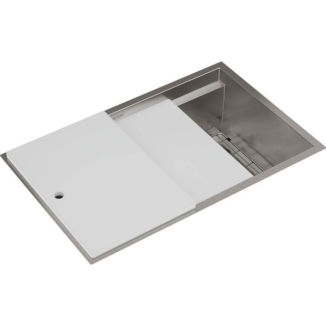 Elkay Circuit Chef® Workstation Stainless Steel 33" x 21" Single Bowl Undermount Sink Kit with White Polymer Boards-3
