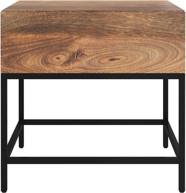 Worldwide Homefurnishings Inc. Ojas Natural Burnt Accent Table with Black Base-2