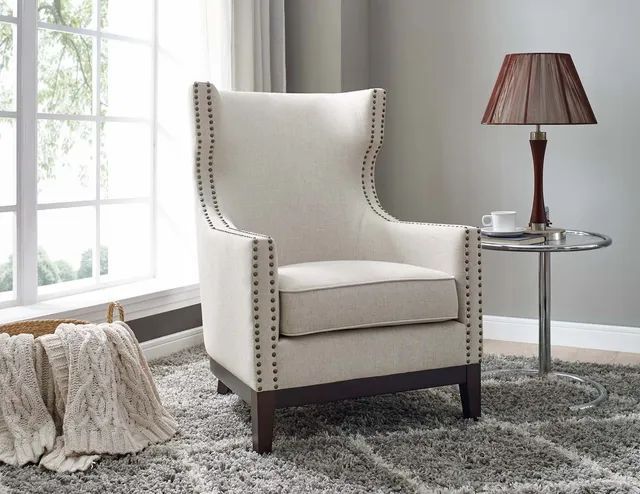 Steve Silver Co. Roswell Beige Wing Back Chair-1