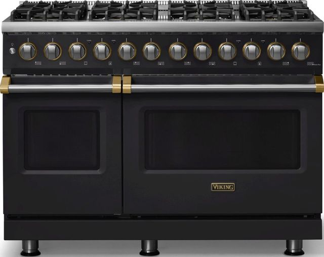 Viking® 5 Series 48" Onyx Pro Style Dual Fuel (LP) Range with Brushed Brass Trim-0