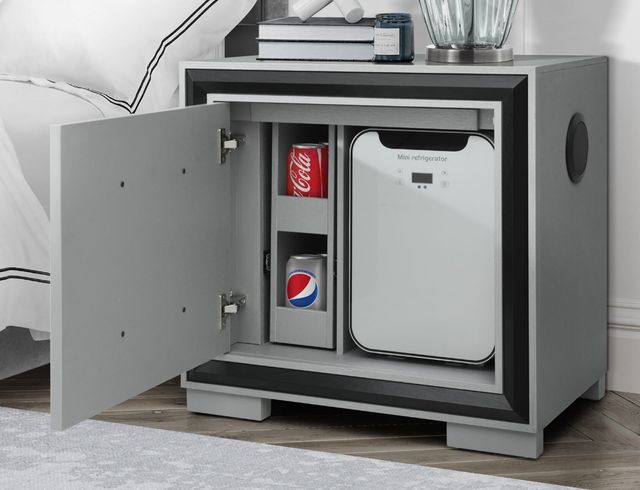 Global Furniture USA Amelia Black/Gray Nightstand with Cooler and Speaker-2
