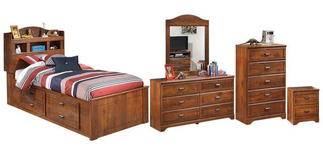 Signature Design by Ashley® Barchan 5-Piece Medium Brown Twin Bookcase Bed Set-0