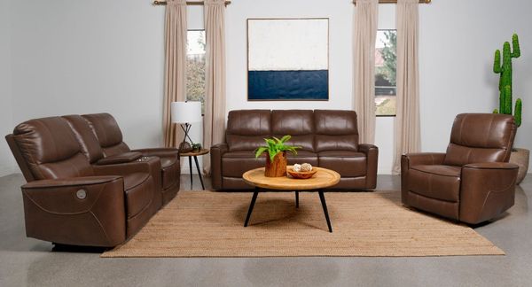 Coaster Greenfield Saddle Brown Upholstered Power Reclining Sofa