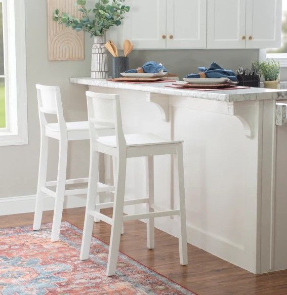 Linon Kentucky 2-Piece White Bar Stool Set-1