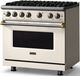 Viking® 5 Series 36" Pure White Pro Style Gas (LP) Range with Brushed Brass Trim-2