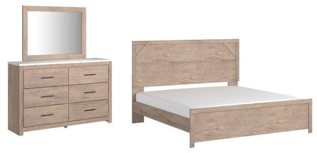 Signature Design by Ashley® Senniberg 3-Piece Light Brown/White King Panel Bed Set-0