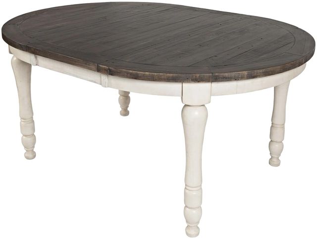 Jofran Inc. Madison County Barnwood Round to Oval Dining Table with Vintage White Base-3