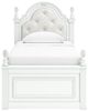 Signature Design by Ashley® Maylilly White Youth Twin Upholstered Storage Panel Bed-2