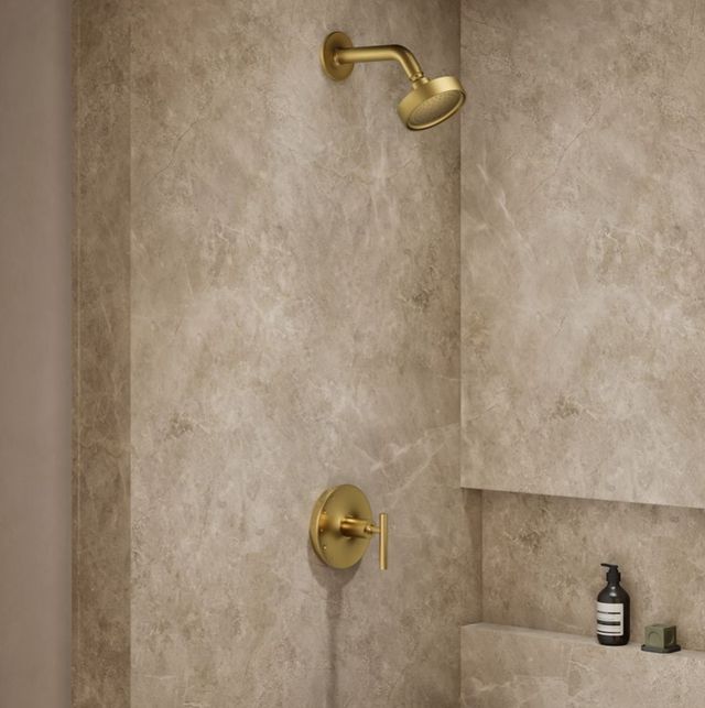 KOHLER® Purist® Rite-Temp® Vibrant Brushed Moderne Brass 2.5 GPM Shower Trim Kit with Lever Handle-1