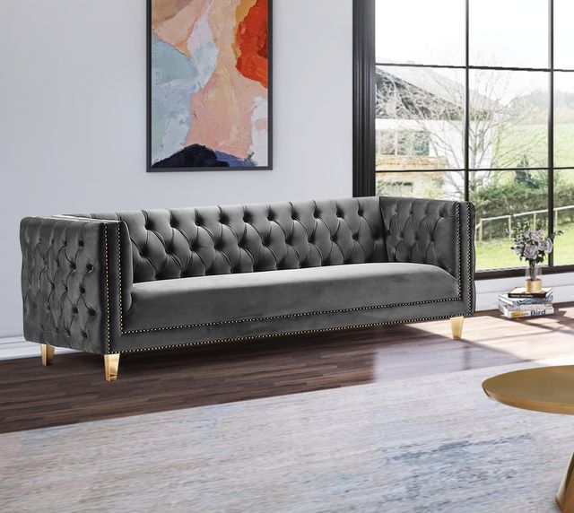 Meridian Furniture Michelle Grey Velvet Sofa-1