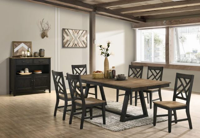 Intercon Harper Pecan Top Trestle Dining Table with Brushed Brown Base-1