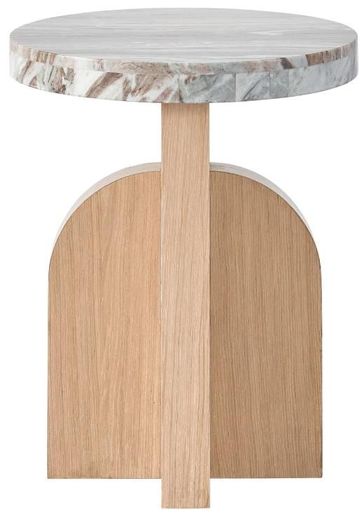 Universal Explore Home™ Nomad Riverine Marble Top  Accent Table with Tech Oak Base -2