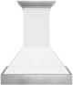 ZLINE 30" Rustic Shiplap Bright White Finish Wooden Wall Mounted Range Hood with Stainless Steel Accents-0