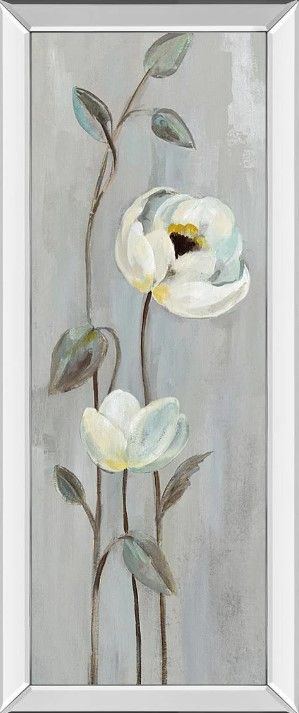 Classy Art Neutral Branches I on Gray by Silvia Vassileva Mirrored Frame Wall Art-0