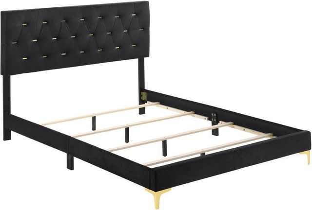 Coaster® Kendall Black/Gold Queen Upholstered Panel Bed-1
