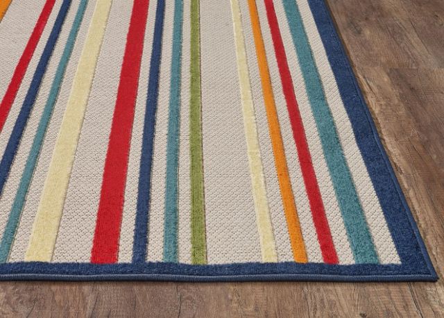 KAS Rugs Calla Ivory/Multi Stripes 5'x7' Area Rug-1