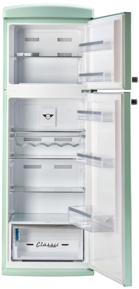 Unique Appliances 24” 11 Cu. Ft. Summer Mint Green Top Freezer Refrigerator with Chrome Accent Handles-1