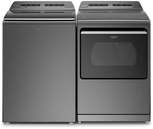 Whirlpool Chrome Shadow Top Load Washer and Gas Dryer Laundry Pair