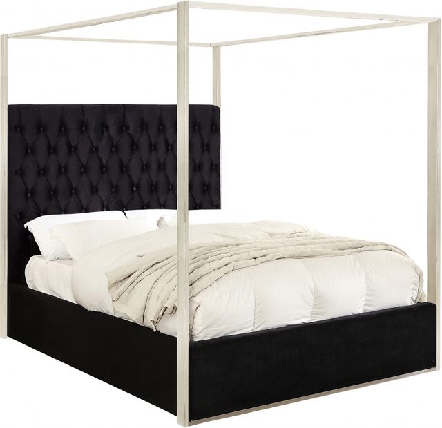 Meridian Furniture Porter Black King Upholstered Canopy Bed-0