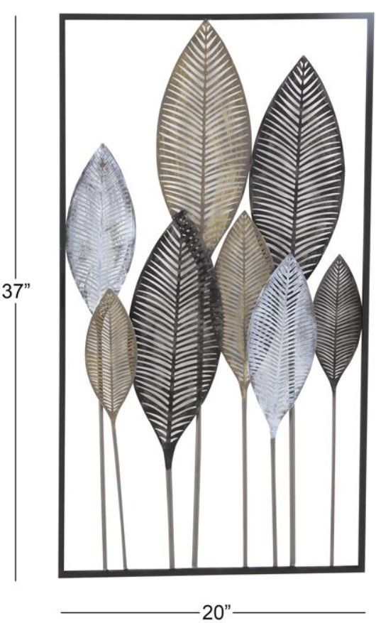 Deco Marche Bronze Leaf Wall Decor with Black Frame-2