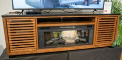 Signature Design by Ashley® Kallari Black XL TV Stand with Warm Brown Base