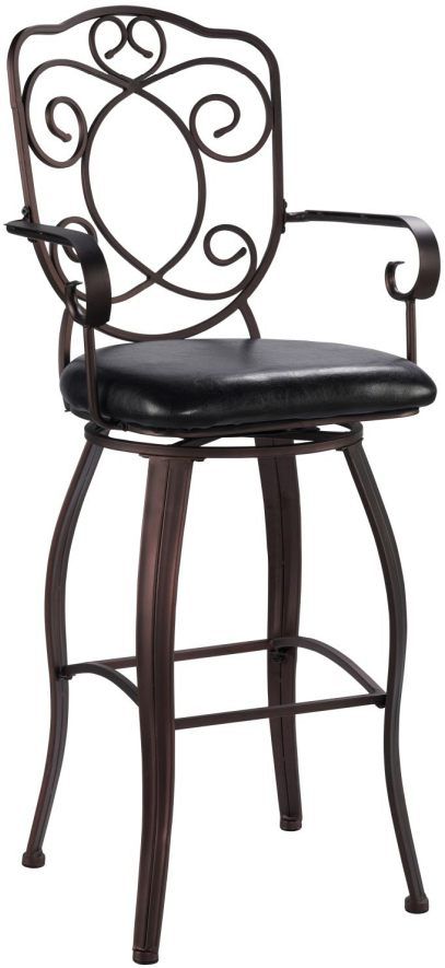 Linon Crested Dark Brown Bar Stool-0
