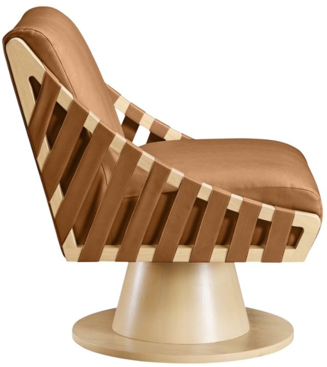 Meridian Furniture Millwin Cognac/Natural Vegan Leather Swivel Accent Chair-3