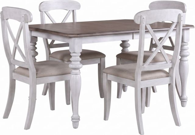 Liberty Furniture Ocean Isle 5-Piece Antique White/Weathered Pine Dining Table Set-0