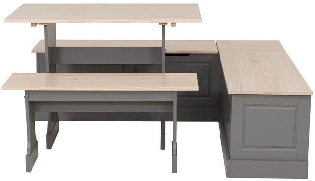 Linon Norah 3-Piece Gray/Maple Table Bench Nook Set-0