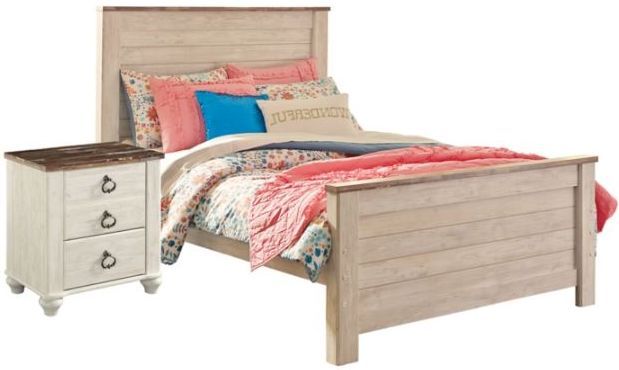 Signature Design by Ashley® Willowton 2-Piece Whitewash Full Panel Bed Set-0