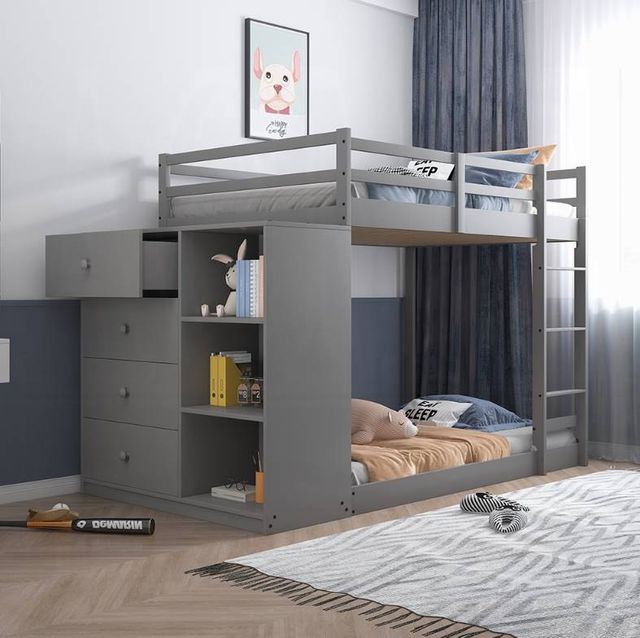 ACME Furniture Gaston Gray Twin Over Twin Bunk Bed-1