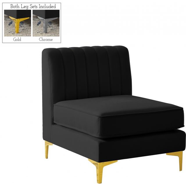 Meridian Furniture Alina Black Velvet Armless Chair-0