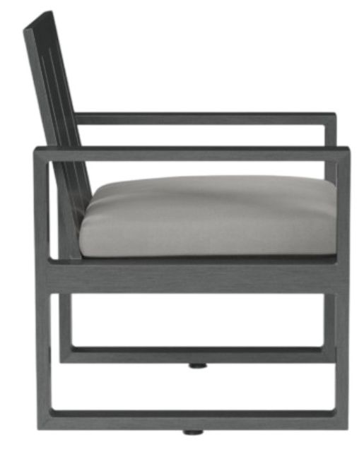 Sunset West Redondo Slate Aluminum Outdoor Dining Arm Chair with Cast Silver Cushion-1