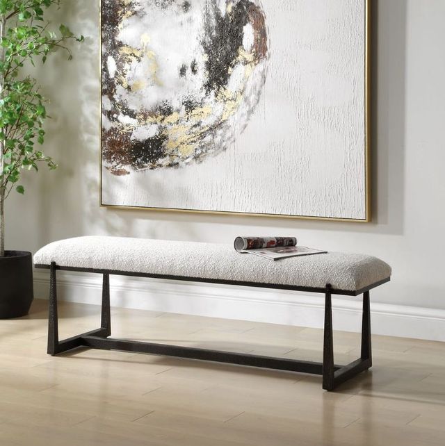 Uttermost® Midas Bronze/White Long Bench-3