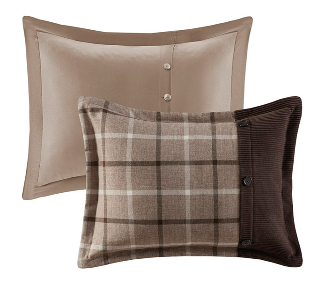 Olliix by Urban Habitat Anaheim 4 Piece Tan/Brown Full/Queen Plaid Comforter Set-1