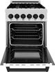 ZLINE Autograph Edition Legacy 24" Satin Stainless Steel Pro Style Dual Fuel Range with White Matte Door and Matte Black Accents-1